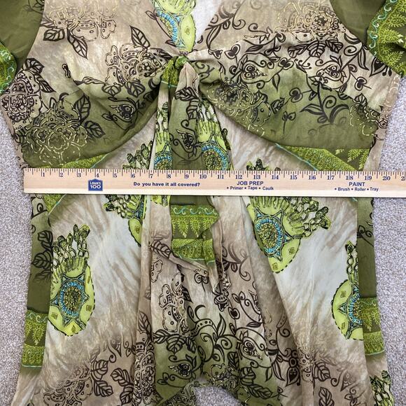 Lane Bryant Floral Tie Front Split Sleeve Blouse Womens Size 14/16 1X Fairycore - Picture 11 of 12